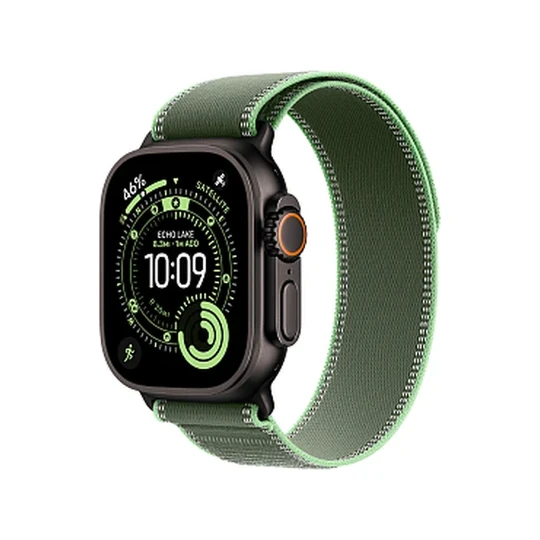 Apple Watch Ultra 3 GPS + Cellular, 49 мм, корпус из черного титана, ремешок Trail Loop Зелёный/Неон